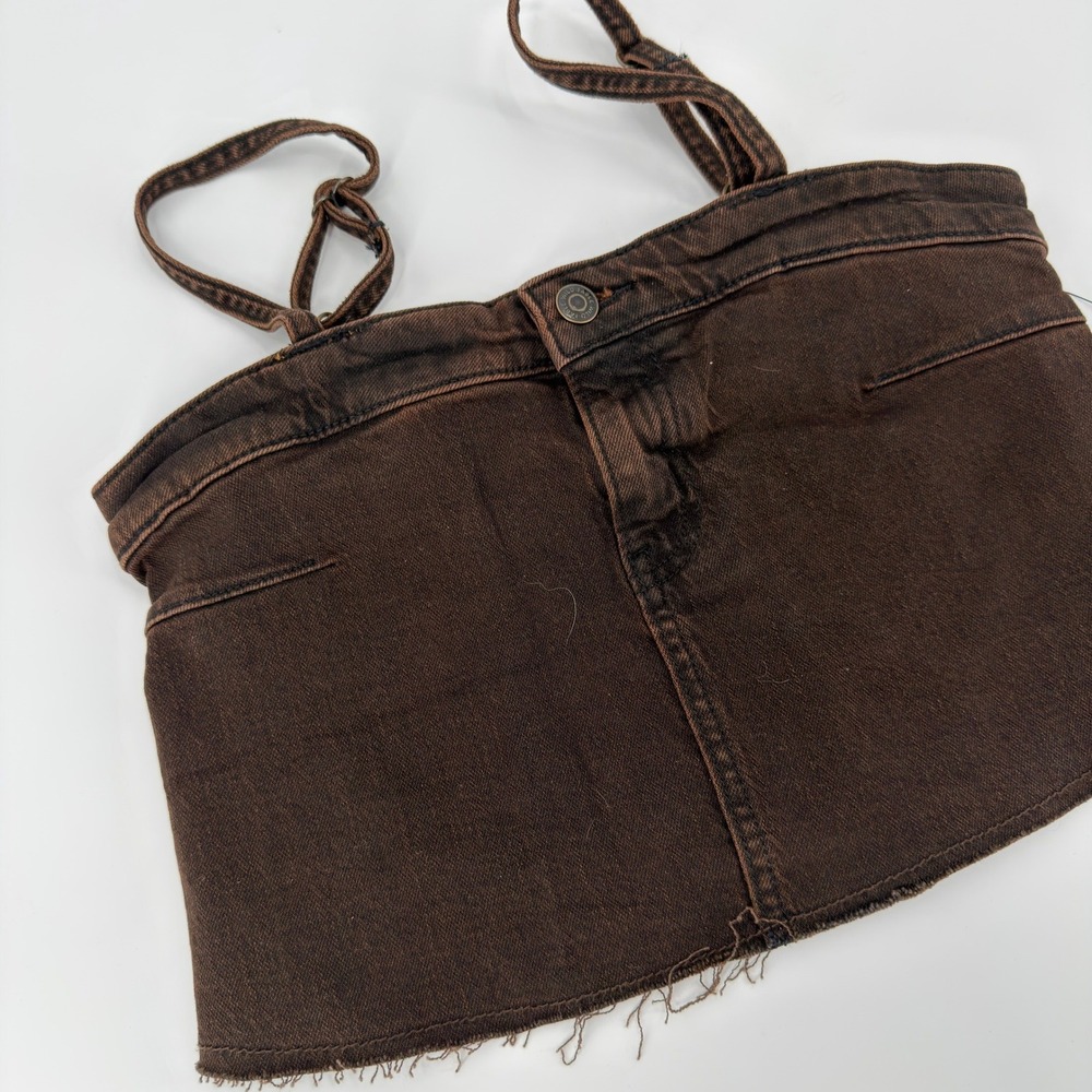 Wild Fable Denim Cami Crop Top Modern Women XXS Brown